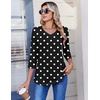 Zeagoo 3/4 Length Sleeve Womens Tops V Neck Pleated Boho Floral Blouses(Black Polka Dots)
