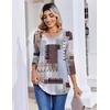 Zeagoo 3/4 Length Sleeve Womens Tops V Neck Pleated Boho Floral Blouses(Blue Brown 609)