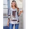Zeagoo 3/4 Length Sleeve Womens Tops V Neck Pleated Boho Floral Blouses(Blue Brown 609)