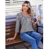 Zeagoo 3/4 Length Sleeve Womens Tops V Neck Pleated Boho Floral Blouses(Boho Hf36)