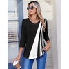 Zeagoo 3/4 Length Sleeve Womens Tops V Neck Pleated Boho Floral Blouses(Boho Jh540)