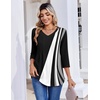 Zeagoo 3/4 Length Sleeve Womens Tops V Neck Pleated Boho Floral Blouses(Boho Jh540)