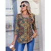 Zeagoo 3/4 Length Sleeve Womens Tops V Neck Pleated Boho Floral Blouses(Boho Mz721)
