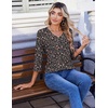 Zeagoo 3/4 Length Sleeve Womens Tops V Neck Pleated Boho Floral Blouses(Floral Black)