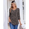 Zeagoo 3/4 Length Sleeve Womens Tops V Neck Pleated Boho Floral Blouses(Floral Black)