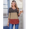 Zeagoo 3/4 Length Sleeve Womens Tops V Neck Pleated Boho Floral Blouses(Floral Multiple Color)