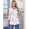 Zeagoo 3/4 Length Sleeve Womens Tops V Neck Pleated Boho Floral Blouses(Floral White)
