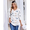 Zeagoo 3/4 Length Sleeve Womens Tops V Neck Pleated Boho Floral Blouses(Floral White)