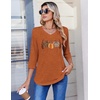 Zeagoo 3/4 Length Sleeve Womens Tops V Neck Pleated Boho Floral Blouses(Halloween Prints)