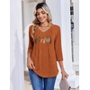 Zeagoo 3/4 Length Sleeve Womens Tops V Neck Pleated Boho Floral Blouses(Halloween Prints)