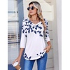 Zeagoo 3/4 Length Sleeve Womens Tops V Neck Pleated Boho Floral Blouses(Leaf White)