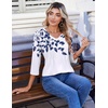 Zeagoo 3/4 Length Sleeve Womens Tops V Neck Pleated Boho Floral Blouses(Leaf White)