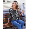 Zeagoo 3/4 Length Sleeve Womens Tops V Neck Pleated Boho Floral Blouses(Multicolor 273)
