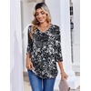 Zeagoo 3/4 Length Sleeve Womens Tops V Neck Pleated Boho Floral Blouses(Multicolor 273)