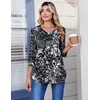 Zeagoo 3/4 Length Sleeve Womens Tops V Neck Pleated Boho Floral Blouses(Multicolor 273)
