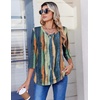 Zeagoo 3/4 Length Sleeve Womens Tops V Neck Pleated Boho Floral Blouses(Multicolor 289)