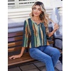 Zeagoo 3/4 Length Sleeve Womens Tops V Neck Pleated Boho Floral Blouses(Multicolor 289)