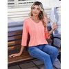 Zeagoo 3/4 Length Sleeve Womens Tops V Neck Pleated Boho Floral Blouses(Pink)