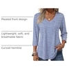 Zeagoo 3/4 Length Sleeve Womens Tops V Neck Pleated Boho Floral Blouses(Striped 273)