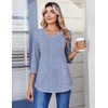 Zeagoo 3/4 Length Sleeve Womens Tops V Neck Pleated Boho Floral Blouses(Striped 273)