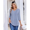 Zeagoo 3/4 Length Sleeve Womens Tops V Neck Pleated Boho Floral Blouses(Striped 273)
