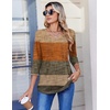 Zeagoo 3/4 Length Sleeve Womens Tops V Neck Pleated Boho Floral Blouses(Striped 398)