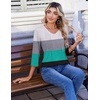 Zeagoo 3/4 Length Sleeve Womens Tops V Neck Pleated Boho Floral Blouses(Striped 595)