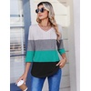 Zeagoo 3/4 Length Sleeve Womens Tops V Neck Pleated Boho Floral Blouses(Striped 595)