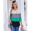 Zeagoo 3/4 Length Sleeve Womens Tops V Neck Pleated Boho Floral Blouses(Striped 595)