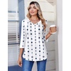 Zeagoo 3/4 Length Sleeve Womens Tops V Neck Pleated Boho Floral Blouses(White Striped 599)
