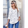 Zeagoo 3/4 Length Sleeve Womens Tops V Neck Pleated Boho Floral Blouses(White Striped 599)