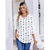 Zeagoo 3/4 Length Sleeve Womens Tops V Neck Pleated Boho Floral Blouses(White Striped 599)