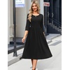 Zeagoo 3/4 Sleeve Women’s Dress Casual Aline Summer Fall Midi Long Dresses(01-black)