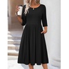 Zeagoo 3/4 Sleeve Women’s Dress Casual Aline Summer Fall Midi Long Dresses(01-black)