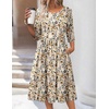 Zeagoo 3/4 Sleeve Women’s Dress Casual Aline Summer Fall Midi Long Dresses(Apricot Floral)