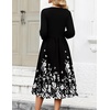 Zeagoo 3/4 Sleeve Women’s Dress Casual Aline Summer Fall Midi Long Dresses(Black Floral)