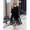 Zeagoo 3/4 Sleeve Women’s Dress Casual Aline Summer Fall Midi Long Dresses(Black Floral)
