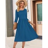 Zeagoo 3/4 Sleeve Women’s Dress Casual Aline Summer Fall Midi Long Dresses(Blue)