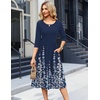 Zeagoo 3/4 Sleeve Women’s Dress Casual Aline Summer Fall Midi Long Dresses(Blue Flower)