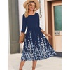 Zeagoo 3/4 Sleeve Women’s Dress Casual Aline Summer Fall Midi Long Dresses(Blue Flower)