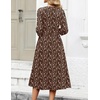 Zeagoo 3/4 Sleeve Women’s Dress Casual Aline Summer Fall Midi Long Dresses(Coffee Print)