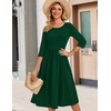 Zeagoo 3/4 Sleeve Women’s Dress Casual Aline Summer Fall Midi Long Dresses(Green)