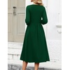 Zeagoo 3/4 Sleeve Women’s Dress Casual Aline Summer Fall Midi Long Dresses(Green)