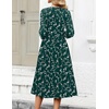 Zeagoo 3/4 Sleeve Women’s Dress Casual Aline Summer Fall Midi Long Dresses(Green Floral)