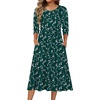 Zeagoo 3/4 Sleeve Women’s Dress Casual Aline Summer Fall Midi Long Dresses(Green Floral)