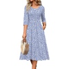 Zeagoo 3/4 Sleeve Women’s Dress Casual Aline Summer Fall Midi Long Dresses(Jh529)
