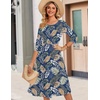 Zeagoo 3/4 Sleeve Women’s Dress Casual Aline Summer Fall Midi Long Dresses(Leaf Print)