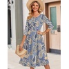 Zeagoo 3/4 Sleeve Women’s Dress Casual Aline Summer Fall Midi Long Dresses(Mz919)