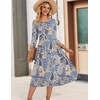 Zeagoo 3/4 Sleeve Women’s Dress Casual Aline Summer Fall Midi Long Dresses(Mz919)