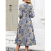 Zeagoo 3/4 Sleeve Women’s Dress Casual Aline Summer Fall Midi Long Dresses(Mz919)